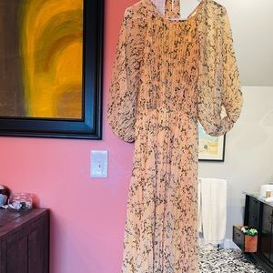 Boohoo Tall Pleated Puff Sleeve Floral Maxi Dress